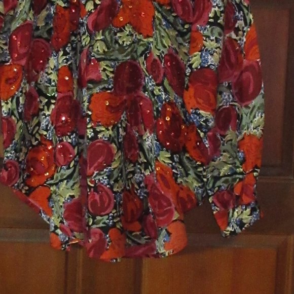 Vtg Long Sleeve Rayon Blouse Sequins Beads Medium - Picture 4 of 4